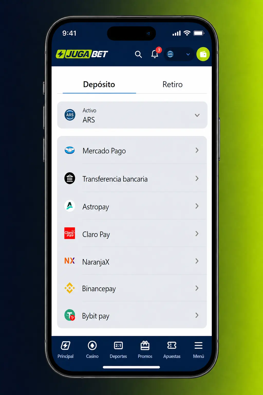 Apuestas de esports en vivo desde la app móvil de Jugabet, disponible para Android y iOS.