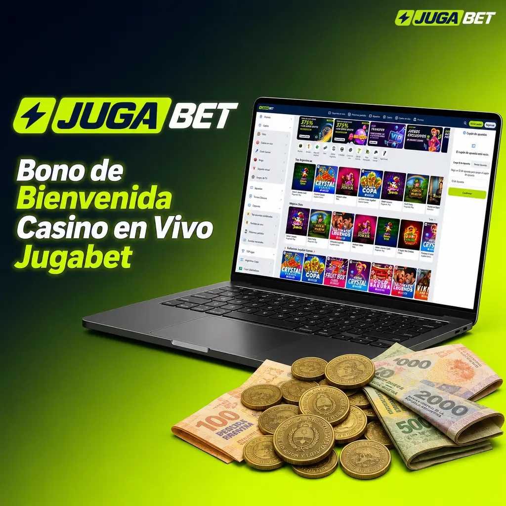 Bono de Bienvenida Casino en Vivo Jugabet: 275% en tu primer depósito más 375 giros gratis en tragamonedas seleccionadas.