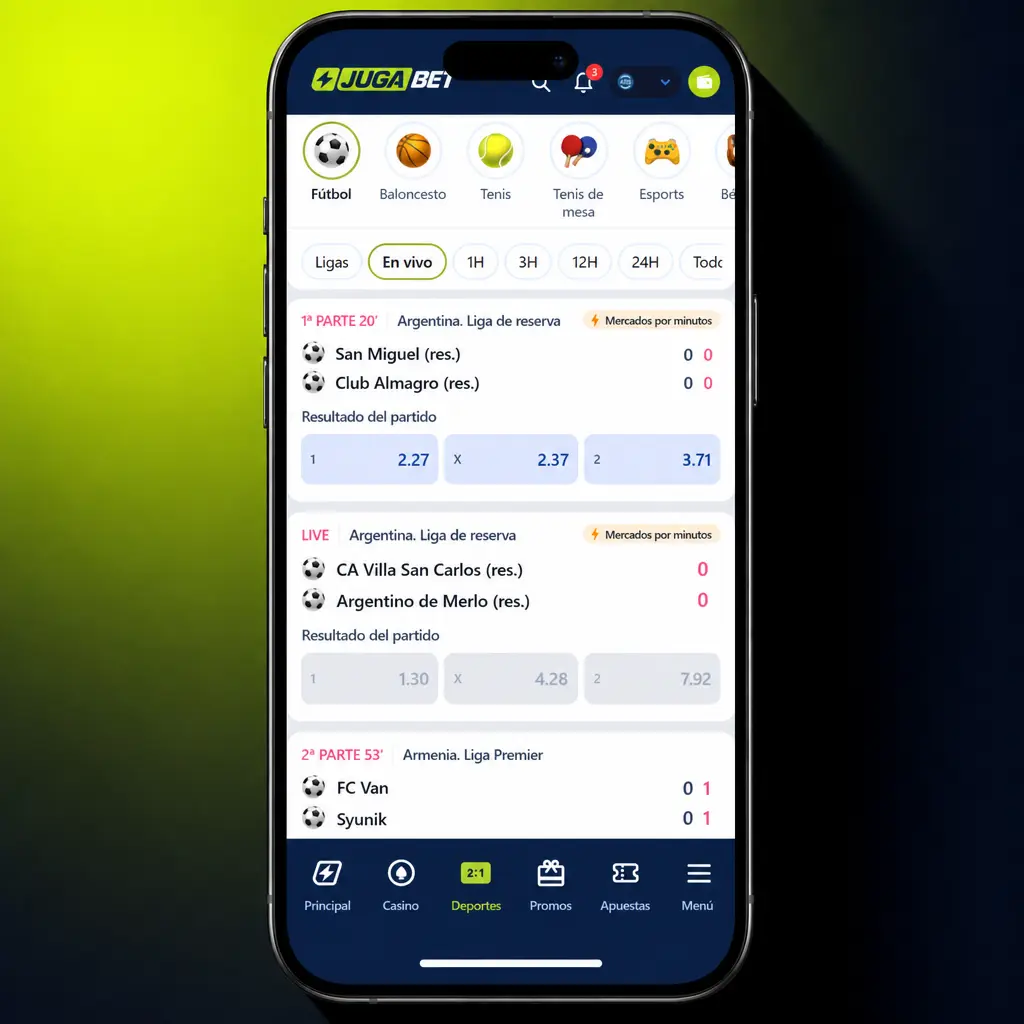 Guía paso a paso para realizar una apuesta deportiva en Jugabet: elegí el deporte, la cuota y confirmá tu jugada.
