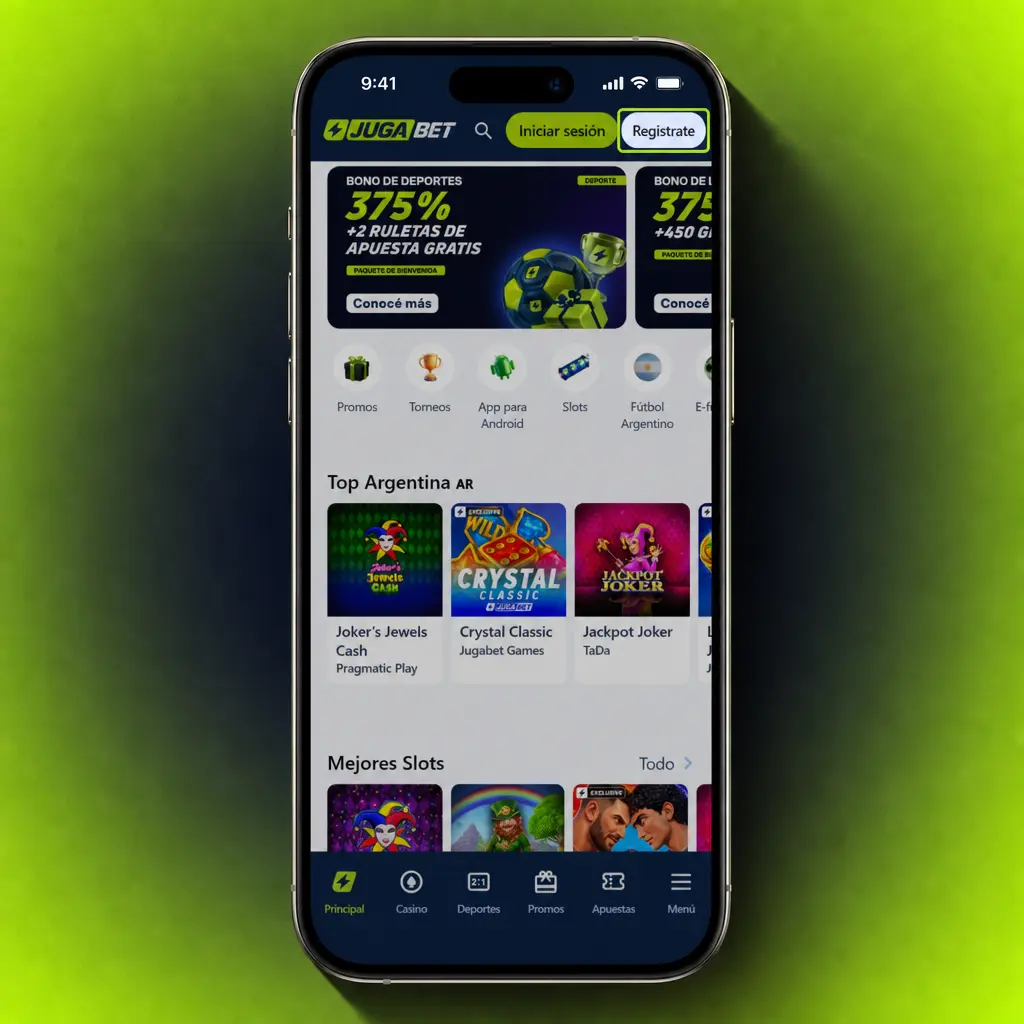Pasos para crear una cuenta en la app Jugabet: registro, datos personales, credenciales y verificación.